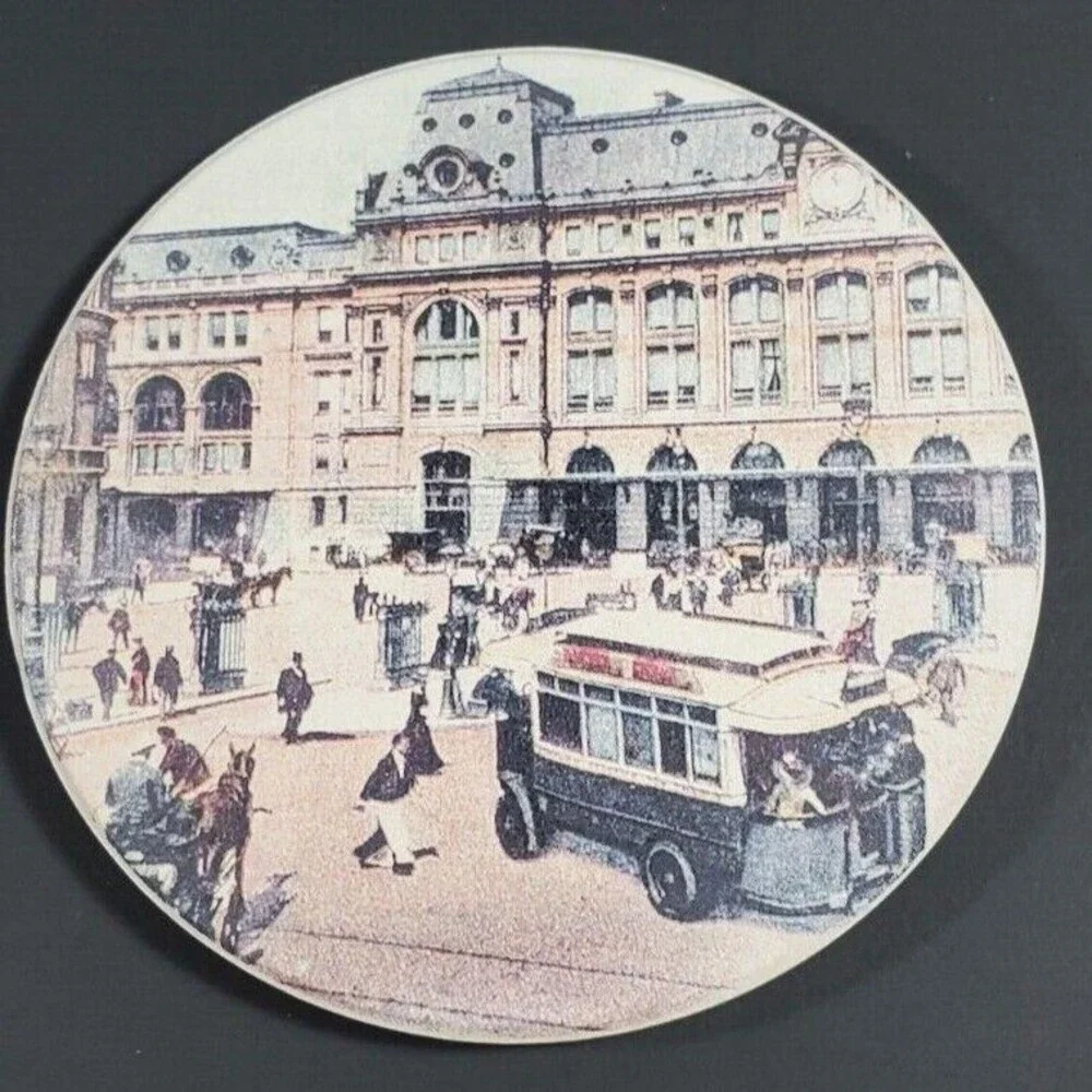Set of 4 Paris Coasters, Heavyweight Vintage Parisian Scenes, 4 inches Wide